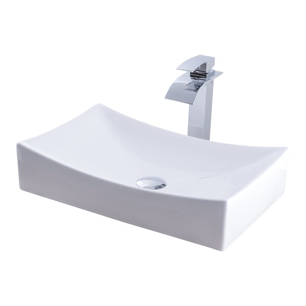 Novatto Porcelain Vessel Sink Combo with Chrome Faucet, Drain and Sealer NSFC-01141136CH - main